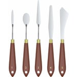 Couteau à Palette, [5PCS] Spatule à Peindre en Acier Inoxydable Artiste, Outils de Peinture à l'huile avec Poignée Bois, Accessoires de Mélange de