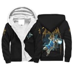 WellWellWell ZELDA Link Fleece Zipper Hoodie for Men Sherpajong Lined Oversized Plus Velvet Hooded Sweatshirts with Pockets white l