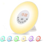 Groofoo - Radio Réveil Lumineux Lampe de Chevet led Contrle Tactile Simulation du Lever et du Coucher de Soleil 10 Niveaux de Lumière