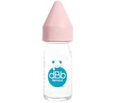 Biberon Régul'Air 110 ml dBb Remond en verre - tétine en caoutchouc spéciale Nouveau-Né anti-coliques - rose