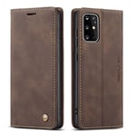 QLTYPRI Etui Coque pour Samsung Galaxy S20 Plus, Portefeuille Fentes Cartes Housse Antichoc Cuir PU Vintage Portefeuille Etui Compatible avec Samsung Galaxy S20 Plus - Café