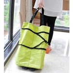 Green Oxford Cloth Wheeled Foldable Shopping Bag With Wheels