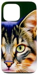 Coque pour iPhone 13 Pro Max Visage De Chat Tabby Moustaches Oeil Vert Photo Gros Plan