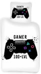 Sängkläder med gamingmotiv - 150x210 cm - Gamer 100 + LVL - 100 % bomull sängkläder set