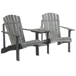 Wooden Outdoor Double Adirondack Chair with Center Table and Hole