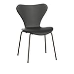 Fritz Hansen - 3107 Sjuan, Fully Upholstered, Base Black - Matstolar - designer_arne_jacobsen - Svart - Läder/Metall/Trä