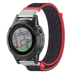 Garmin Fenix 5X / Plus 3 HR 26mm ranneke - Musta Punainen