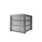 Organisateur de bureau à 3 tiroirs gris idéal pour salle de bain – Commode peu encombrante pour bureau en polypropylène, 38 x 30 x 30 cm