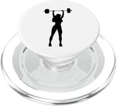 Silhouette Femme Overhead Pressing a Barbell PopSockets PopGrip pour MagSafe