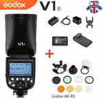 UK Godox V1F 2.4G TTL 1/8000s HSS Round Head Speedlite With AK-R1 Accessories