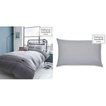 Catherine Lansfield Denim Easy Care Single Duvet Set Grey & Lansfield Easy Iron Percale Standard Pillowcase Pair Grey