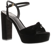 Ted Baker Womens Sandals Kayvi Heels Platform Block Heeled Adjustable Black Textile - Size UK 6