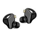 KZ ZVX HiFi in Ear Monitors Écouteurs Dual Dynamic Drivers in-Ear Headphones avec câble Plat OFC détachable 2PIN 0,75 mm pour audiophiles, PC, MP3, MP4(sans Micro, Noir)