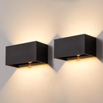 CELAVY Lot de 2 LED Applique Murale Extérieur Intérieur avec Détecteur de Mouvement, IP65 Étanche Luminaire Extérieure, Moderne Lampe Mural Design 3000K, Éclairage Lumière d'Extérieur, Noir