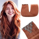 HotLulana Extension Clip Cheveux Naturel 120g 7pcs 50cm Brun Rougeâtre Foncé Invisible Extension Cheveux Naturel Rajout Cheveux Clip Naturel 20 Pouce Naturel Clip In Extension Human Hair 33#