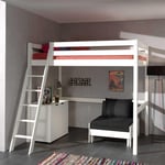 Pack - Lit Mezzanine Enfant, Commode & Fauteuil-Lit "Pino" Blanc