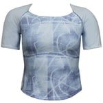 Nike Womens Gym Cropped T-Shirt Dri-Fit Compression Top Aqua 222818 590 - Blue - Size X-Large