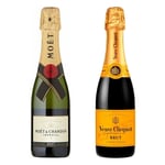 Premium Champagne Half Bottle Pair- Moet Imperial & Veuve Clicquot Yellow 37.5cl