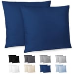 Dreamzie Taie Oreiller 65x65 cm Lot de 2 Housse d'oreiller en Microfibre avec Une Fermeture Eclair Certifiée Oeko-Tex - Housse Coussin Bleu Foncé