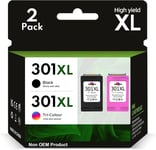 301XL Cartouches d'encre Remplacement pour HP 301 XL Noir et Couleur(2 Pack) pour DeskJet 1000 1510 2540 3050 Envy 4500 4507 4502 5530 OfficeJet 2620 2621 2622 2623 4630 4631 4632 4634 4635 4636 4639