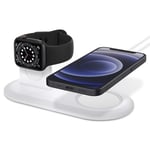 Spigen Mag Fit Duo Designed for MagSafe Charger Pad/Designed for Apple Watch Stand for All Series - White