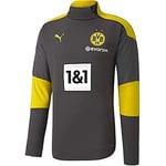 PUMA BVB Training Fleece New Sweat Homme, Gris/Jaune (Asphalt/Cyber Yellow), S