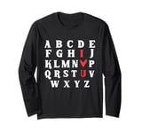 Alphabet ABC I Love You Valentine's Day Heart Long Sleeve T-Shirt