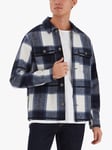 Casual Friday Justan Checked Wool Blend Overshirt, Navy/Multi