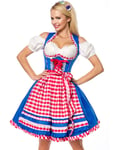 Deluxe Royal Blå Dirndl-Oktoberfestkjole med Røde Partier