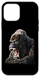 Coque pour iPhone 12 mini Mean Gorilla Face pour hommes, femmes et enfants – Gorilla à dos argenté