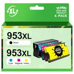 953 XL 953XL Cartouches d'encre Remplacement pour HP 953 XL Cartouches d'encre pour HP Officejet Pro 7720 7740 8710 8715 8718 8719 8720 8725 8730 8740 8218 (4-Pack,Noir Cyan Magenta Jaune)