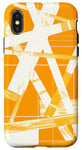 Coque pour iPhone X/XS Orange abstrait géométrique Michigan rayé lignes design