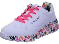 Skechers Girl's Uno Lite Lovely Luv Sneaker, White Synthetic/H. Pink Trim, 11.5 UK Child