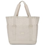 LARKSON Cabas Femme Homme Beige - Smilla - Sac de Plage Grand Format Pour Vacances, Sport, Voyage - Sac Fourre Tout avec Fermeture Éclair - Tote Bag Hydrofuge