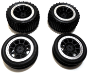 Traxxas Bandit Buggy XL-5 VXL NEW Black & Silver Wheels Alias Tyres Set Pin Fit