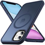 Anqrp Kada Seriesr Coque de Protection Compatible avec iPhone 11, avec MagSafe, Coque de Protection Mate translucide, de qualité Militaire, Angulaire, pour iPhone 11 6,1", Bleu foncé