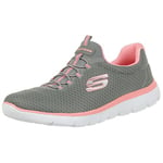 Skechers Femme Summits Sneaker, Gris Mesh Rose Trim, 38.5 EU