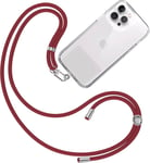 Cordon Collier Laniere Portable [Bordeaux] - Sangle Accrocher Coque Cou Pour Pochette Telephone - Accessoire Bandouliere Attache Porte Etui Avec Lanyard Femme Homme Protection Integrale