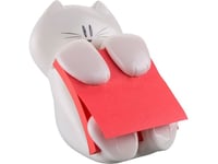 3M Post-It Z-Notes Dispenser För Klisterlappar, Kattformad, Vit Plast, Inkl. 1 Block Med Super Sticky Z-Notes, 76 X 76 Mm, - 1 St (Cat-330)