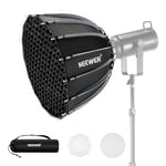 NEEWER 22"/55cm Softbox Parabolique Support Bowens, Dégagement Rapide, Diffuseur/Grille/Sac, éclairage Vidéo Continu CB60 CB200B MS60 MS150B Q4 Compatible avec Godox Amaran 100x Aputure 600d, NS55P