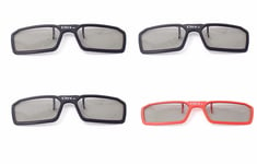 4 Pairs of Clip On 3D Glasses Red Black Polorised For LG Tv Cinema RealD