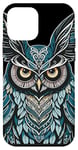 Coque pour iPhone 12 mini Illustration de chouette bleue originale Boho Nouveau Art