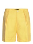 Pleated Linen-Blend Twill Short Bottoms Shorts Bermudas Yellow Lauren Ralph Lauren