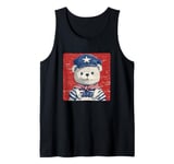 Full Steam Ahead Funny Teddy Bear in Sailor Outfit Tank Top