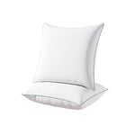 Novilla Oreiller 65x65 Lot de 2 Coussin Blanc | Garnissage 100% Fibre Polyester Bon Soutien du Cou | Dodo Moelleux pour Hotellerie Lit Canapé | Respirant et Doux Carré avec Fermeture Éclair