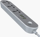Smarti Surge Protected UNIVERSAL Sockets with USB Extension Lead - Compatible with iPhones/Tablet/Laptops, Power Extension for Home & Office - 2 Meter Cord (Universal Extension Strip)
