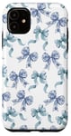 Coque pour iPhone 11 Nœuds en toile bleue et blanche pour femme