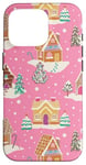 iPhone 16 Pro Preppy Pink Christmas Gingerbread House and Xmas Tree Winter Case