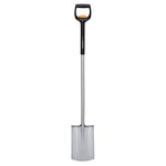 Fiskars Bêche Télescopique pour Sols mous et pauvres en pierres, Ronde, longueur : 111 - 130 cm, Lame renforcée en Acier au bore, Noir/orange, Xact, 1066733