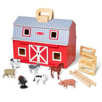 Melissa & Doug Wooden Fold & Go Barn Toy, Wooden Stable and Horse Gift for Boy or Girl, Montessori Toy for 3 Year Olds, Toy Barn, Farm Toy, Wooden Play Set, 3 Year Old Girl or Boy Gifts